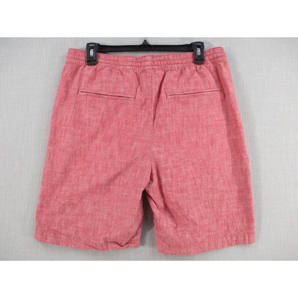 Banana Republic Mens Red Cotton Chambray Elastic Waist Drawstring Shorts Size M